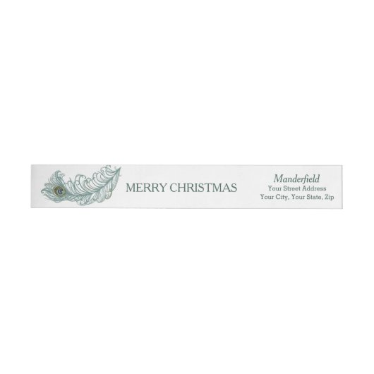Peacock Feather Merry Kerstmis Wraparound Labels (Individueel)