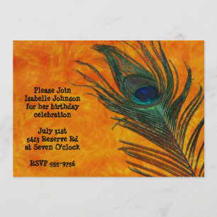 Peacock Feather met Oranje uitnodiging tot geboort