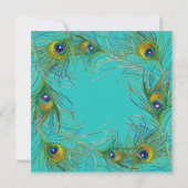 Peacock Feather Modern Art Deco Typografie Weddens Kaart (Achterkant)