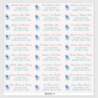Peacock Feather Modern Wedding Gast Adres Stick Sticker