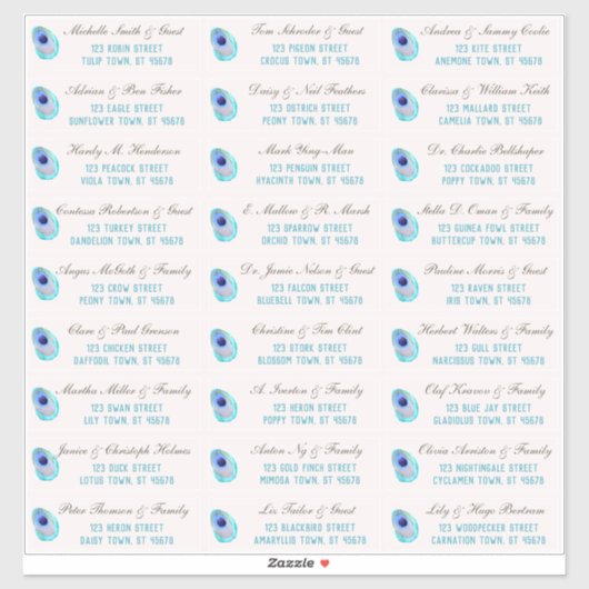 Peacock Feather Modern Wedding Gast Adres Stick Sticker (Vel)