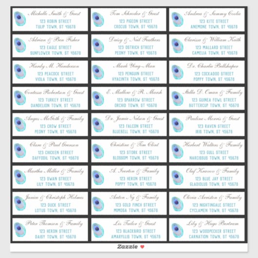 Peacock Feather Modern Wedding Gastenadres Sticker (Vel)