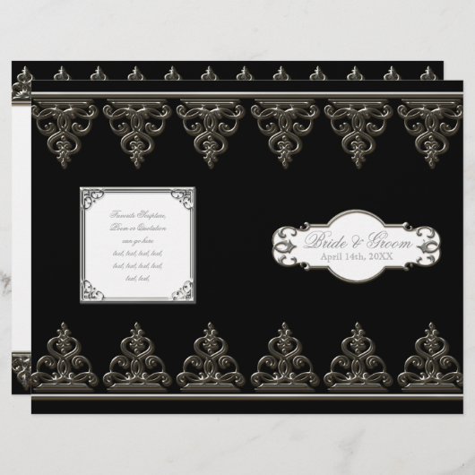 Peacock Feather n Swirls - Programme de mariage fo (Devant / Derrière)