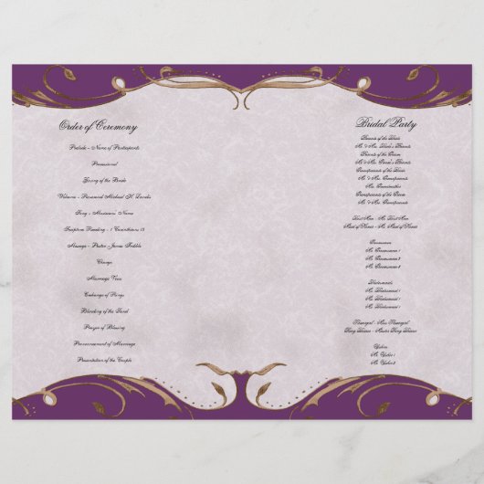 Peacock Feather n Swirls - Programme de mariage fo (Dos)