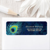 Peacock Feather Navy Blue Return Address Labels (Insitu)