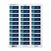 Peacock Feather Navy Blue Return Address Labels (Full Sheet)
