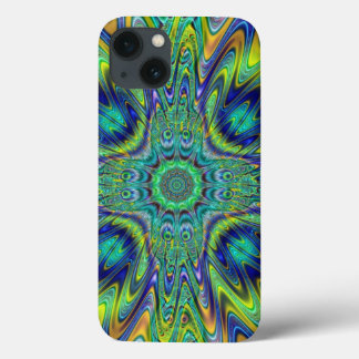 Peacock Feather Neon Fractal Funky Designer Art iPhone 13 Hoesje