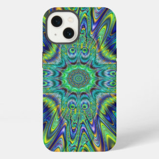 Peacock Feather Neon Fractal Funky Designer Art iPhone 13 Hoesje