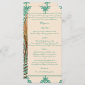 Peacock Feather op Blauwgroen Marokkaanse Tegel We Menu (Voorkant / Achterkant)