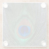 Peacock Feather op grijs Glazen Onderzetter (Achterkant)