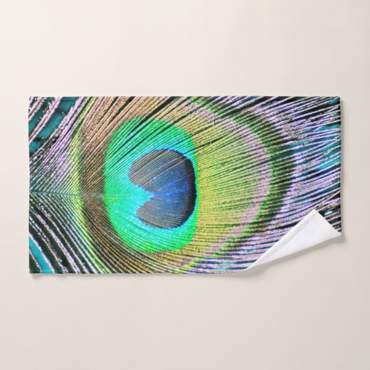 Peacock Feather op Turquoise Bad Handdoek (Handdoek)