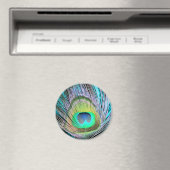 Peacock Feather op Turquoise Magneet (Insitu (Vaatwasser))