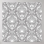 Peacock Feather Pattern Doodle 2 Poster (Voorkant)