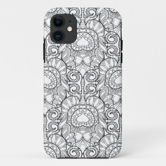 Peacock Feather Pattern Doodle Case-Mate iPhone Case (Achterkant)