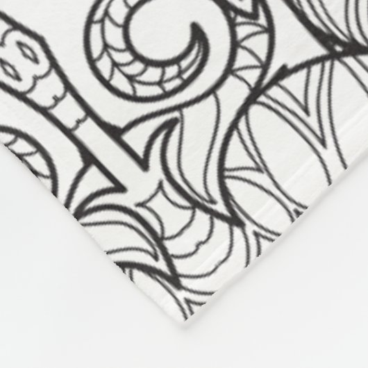 Peacock Feather Pattern Doodle Fleece Deken (Hoek)