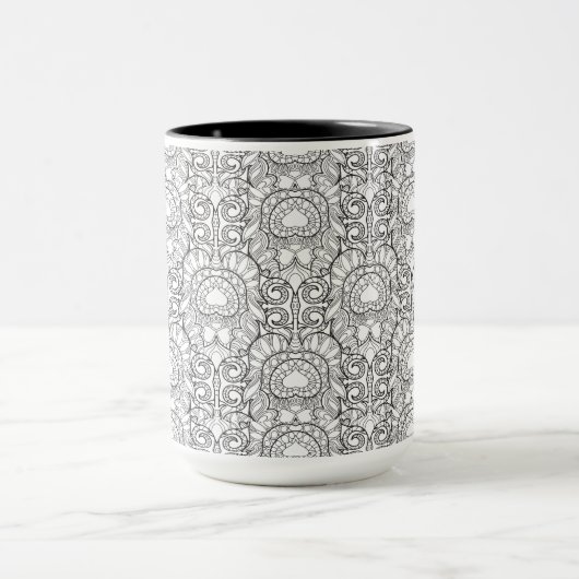 Peacock Feather Pattern Doodle Mok (Midden)