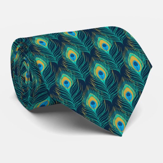 Peacock Feather Pattern Stropdas (Opgerold)