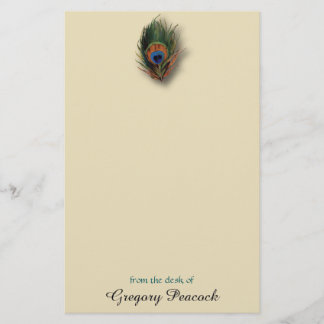 Peacock Feather Personalized Monogram Stationery Briefpapier