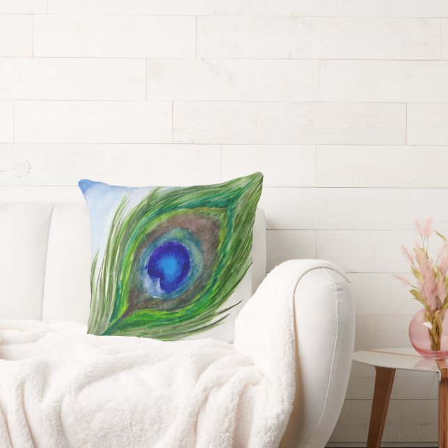 Peacock Feather Pillow Kussen (Bank)