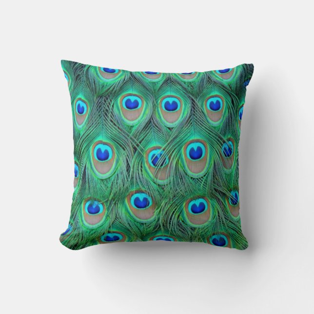 Peacock Feather Pillow Kussen (Voorkant)