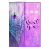 Peacock Feather Pink & Blue Boho Chic Bedankt (Voorkant)