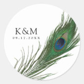 Peacock Feather Poise | Weddenschap Ronde Sticker (Voorkant)