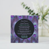 Peacock Feather Purple Drame Faire-part de mariage (Debout devant)