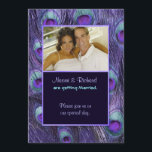 Peacock Feather Purple - Faire-part de mariage pho<br><div class="desc">Plumes Peacock uniques et modernes en bleu aqua et violet. Customisez l'invitation avec un téléchargement photo,  l'heure,  la date,  l'emplacement,  la réception et d'autres informations. Thème correspondant disponible sur d'autres produits dans mon magasin.</div>