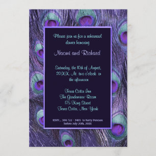 Peacock Feather Purple Rehearsdîner Invitation