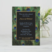 Peacock Feather Rehearsal Dinner Invitation Kaart (Staand voorkant)