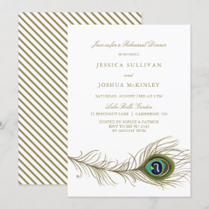 Peacock Feather Rehearsal Dinner Invitation Kaart