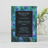 Peacock Feather Rehearsal Dinner Invitation Save The Date (Staand voorkant)