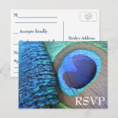 Peacock Feather RSVP-Briefkaart Uitnodiging Briefkaart (Voorkant / Achterkant)