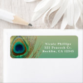 Peacock Feather Sand en Blauwgroen Boho Glam Uitno Etiket (Insitu)