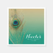 Peacock Feather Sand en Blauwgroen Boho Party Rece Servetten (Voorkant)