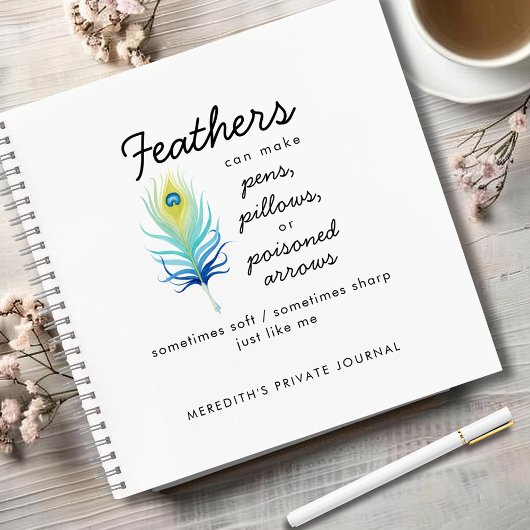 Peacock Feather Sassy Motivational Quote Journal