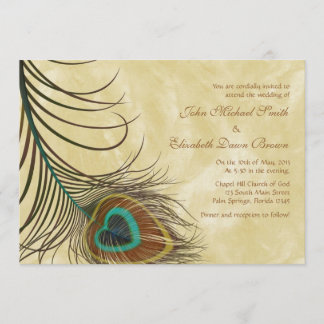 Peacock Feather Specialized Wedding Invitation Kaart