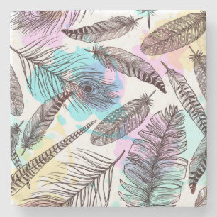 Peacock Feather Stenen Onderzetter