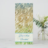 Peacock Feather Swirls Weddenschap Kaart (Staand voorkant)
