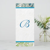 Peacock Feather Swirls Weddenschap Kaart (Staand voorkant)