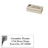 Peacock Feather Tekening Naam Retouradres Rubberstempel (Gestempeld)