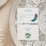 Peacock Feather Tropical Flowers Mariage Carte RSV<br><div class="desc">Complétez votre papeterie mariage avec notre "Peacock Feather Tropical Flowers Wedding Card RSVP Card". Cette charmante carte RSVP présente un mélange enchanteur de plumes de paon turquoises et de fleurs tropicales vibrantes, capturant l'essence de la beauté et de l'élégance exotiques. Encouragez vos invités à répondre rapidement avec cette carte RSVP...</div>