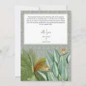  Peacock Feather Tropical Greenery Wedding Bedankkaart (Achterkant)