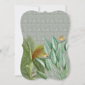  Peacock Feather Tropical Greenery Wedding Kaart (Achterkant)