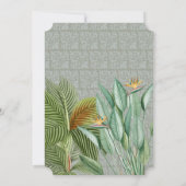  Peacock Feather Tropical Greenery Wedding Kaart (Achterkant)