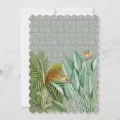  Peacock Feather Tropical Greenery Wedding Kaart (Achterkant)
