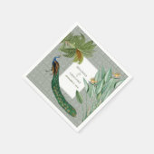  Peacock Feather Tropical Greenery Wedding Servet (Hoek)