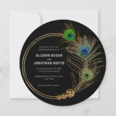 Peacock Feather Vibrant Élégant Mariage Invitation (Devant)