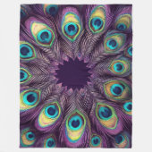 Peacock Feather Visitekaartje Paarse Fleece Deken (Voorkant)