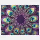 Peacock Feather Visitekaartje Paarse Fleece Deken (Voorkant (Horizontaal))